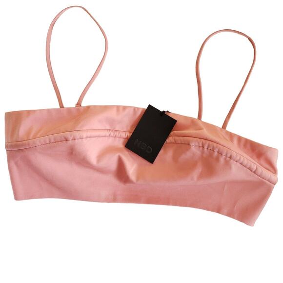 NBD Dynamic Bandeau strapless cropped tank top in coral haze Size Medium NEW - Picture 1 of 8